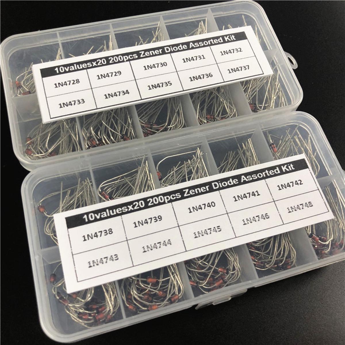 【happy one】20Values Zener Assortment Electronic kit 1N4728~1N4748 1W DO-41 With 2 storage Box