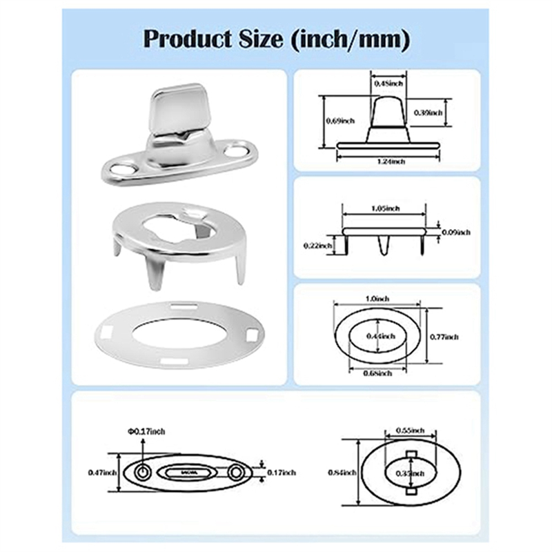 10 Piece Twist Lock Common Sense Fastener Metal Turn Buttons for Boats, Sailboats, RVs, Dinghies and Caravans. 