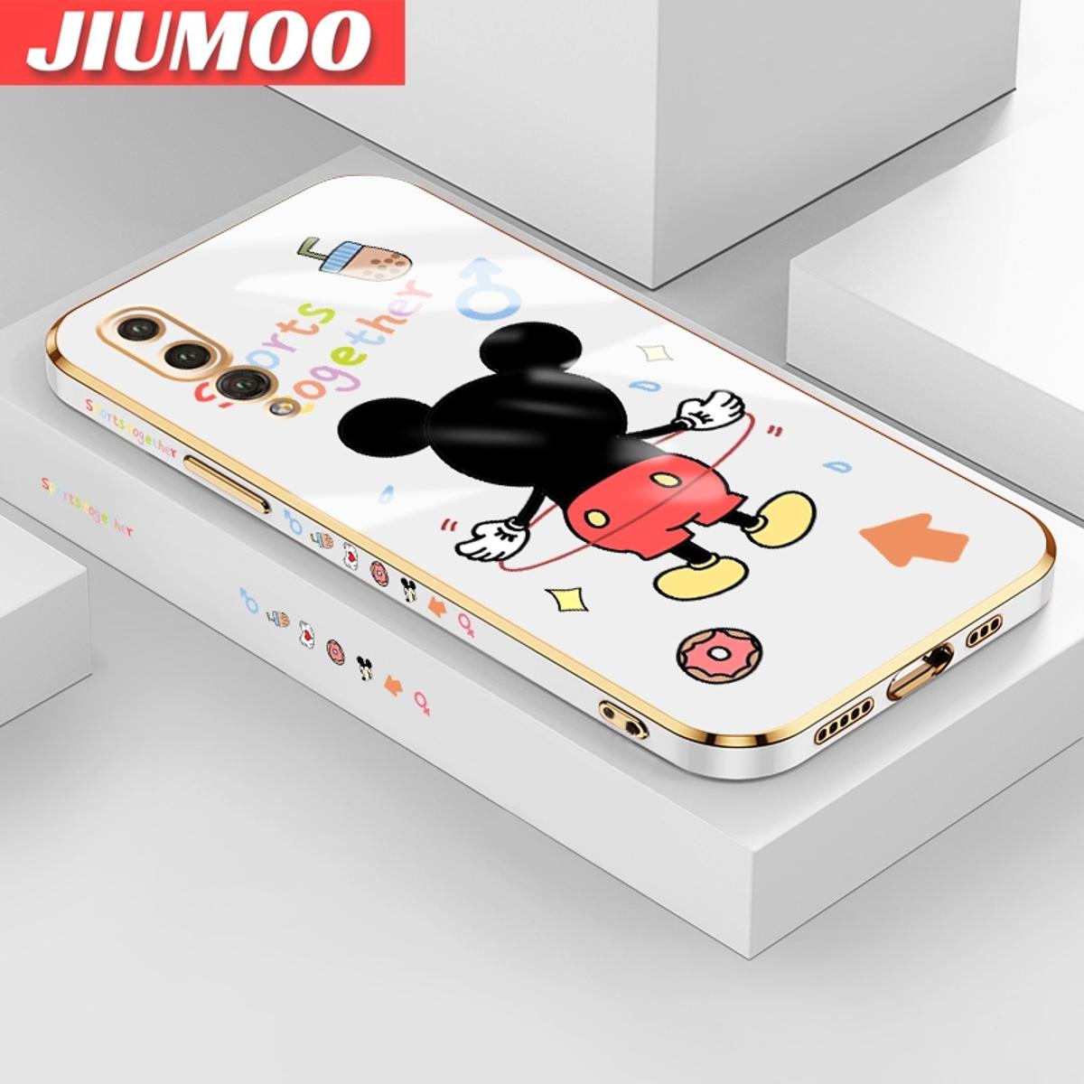 JIUMOO For Huawei P20 Pro Case Cartoon Mickey Mouse Fake Side Design Luxury Plating Phone Case Square Edge Pattern Liquid Silicone Casing Full Cover Camera Soft Protection Cases
