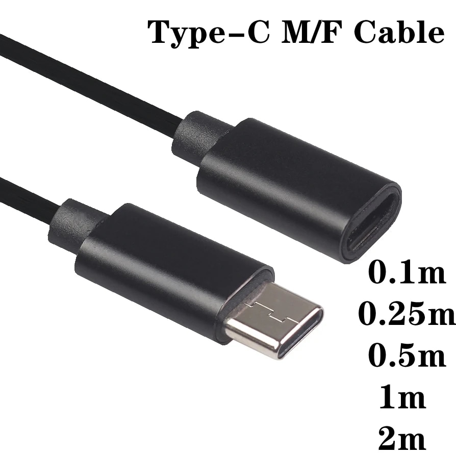 0.1m 0.25m 0.5m 2m Usb C Type-c Extension Cord Type-c Male to Female Fast charging Date Short Cable Extensor Charger Connector. 