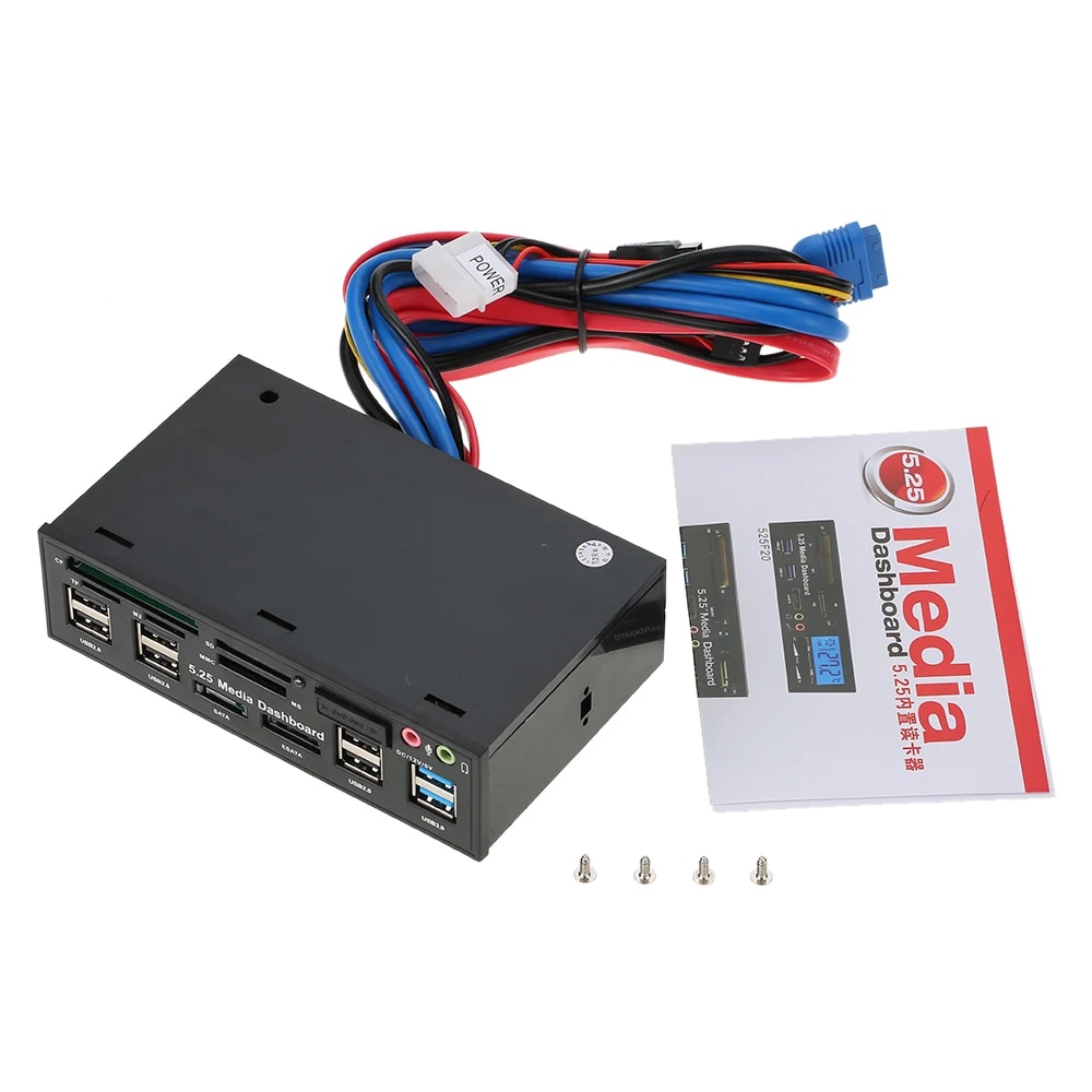 Multi-Function USB 3.0 Hub eSATA SATA Port Internal Card Reader PC Media Front Panel Audio for SD MS CF TF M2 MMC Memory Cards. 