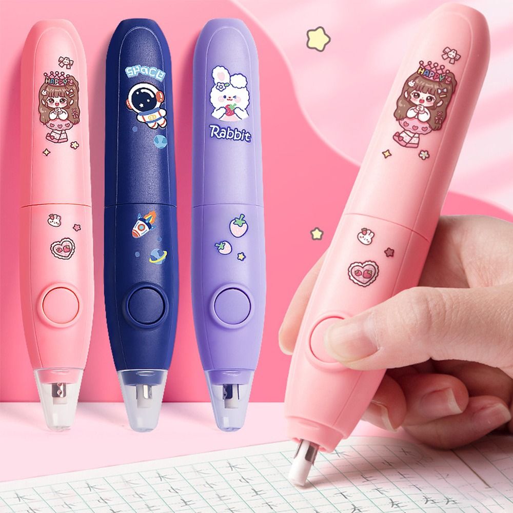 Cartoon For Sketch Writing Drawing Students Rechargeable/Battery Powered Automatic Pencil Eraser Electric Eraser Correction Tools. 
