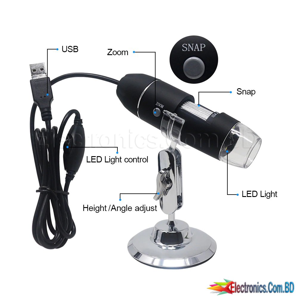 1000X Microscope Electron Microscope Digital USB Microscope Camera Connected to Phone Computer - High-Magnification Microscopic Observations. 