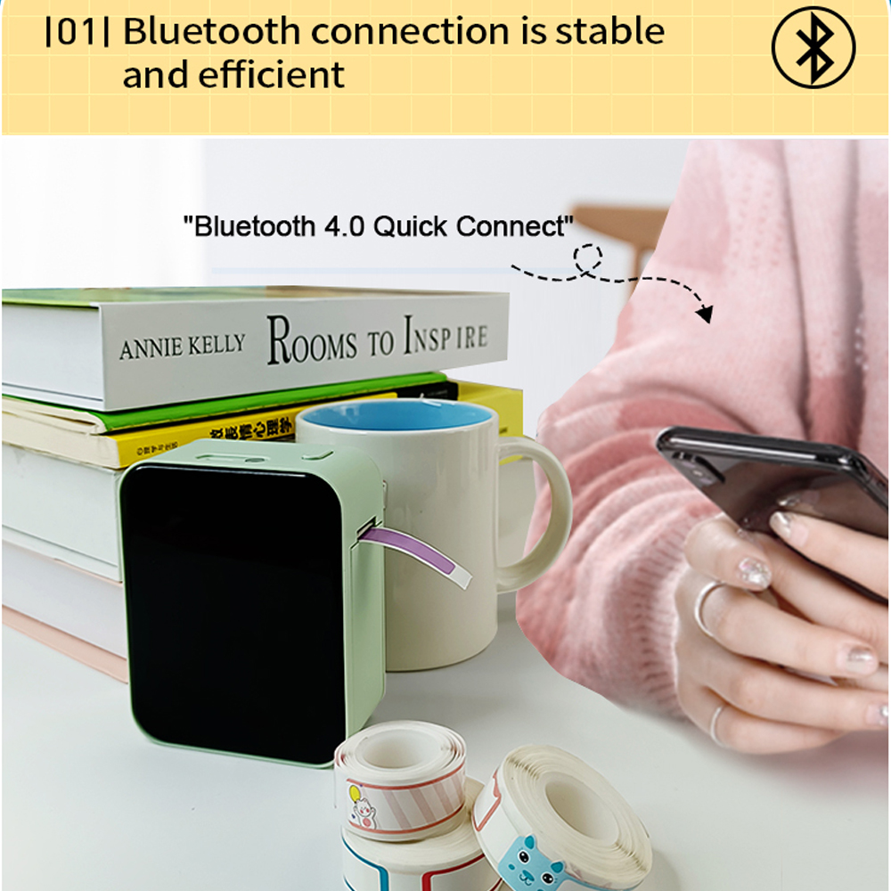 Wireless Label Printer P15 Portable Bluetooth Thermal Label Maker Handheld Mini Machine with Adhesive Label Tape Home Office Use. 
