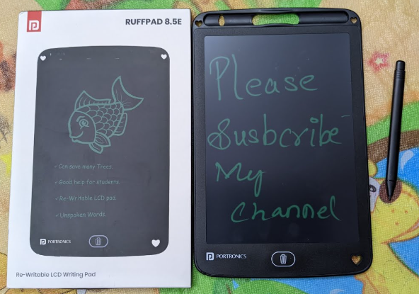 PORTRONICS RUFFPAD 8.5M Can save many Trees. Good help for students. Re-Writable LCD pad. Unspoken Words. PORTRONICS Multicolor LCD Writing Pad. 