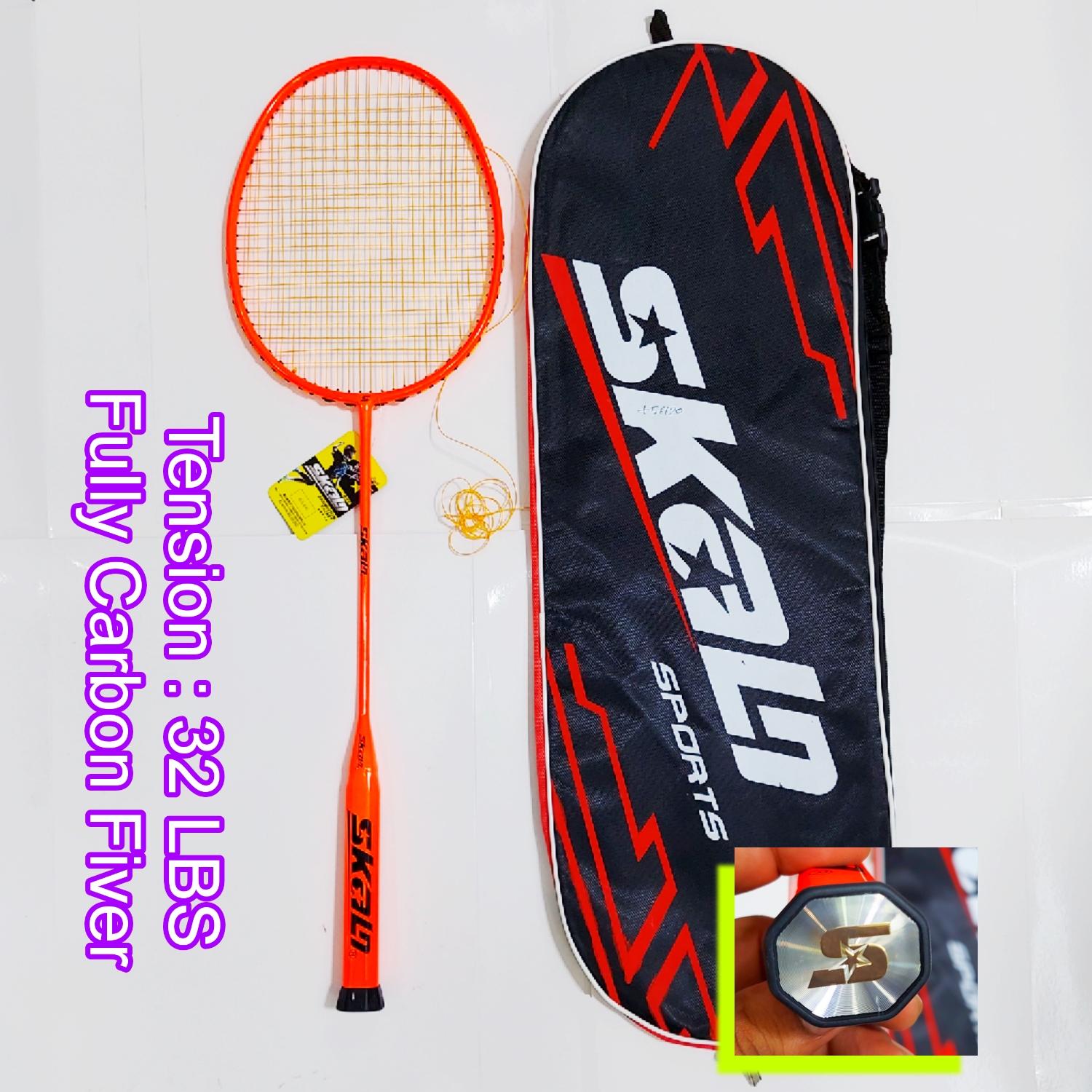 Skalo Badminton Racket String Tension 32 LBS Mashing Gadding Fully complete Racket