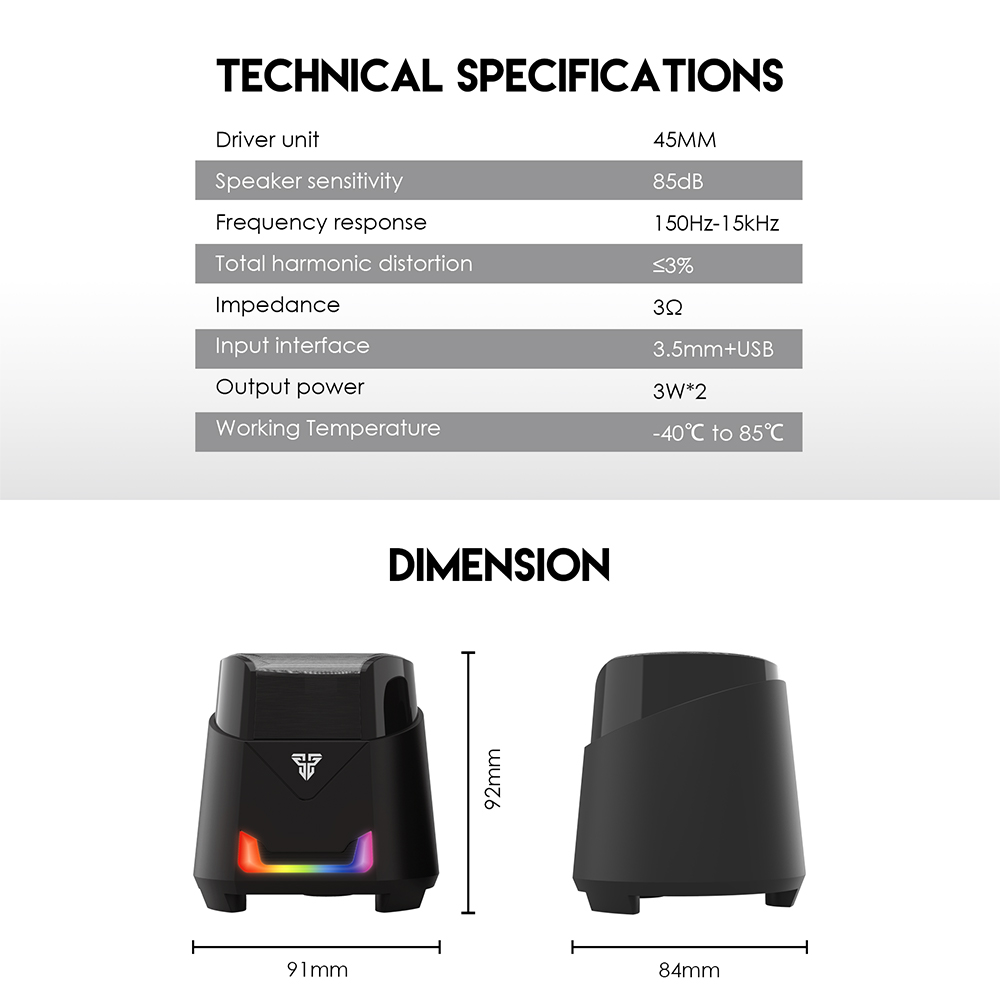 FANTECH GS205 HELLSCREAM Gaming Speakers USB And 3.5MM Plug Wired RGB PC Sound Box For Computer Game FPS MOBA RPG Gamers. 