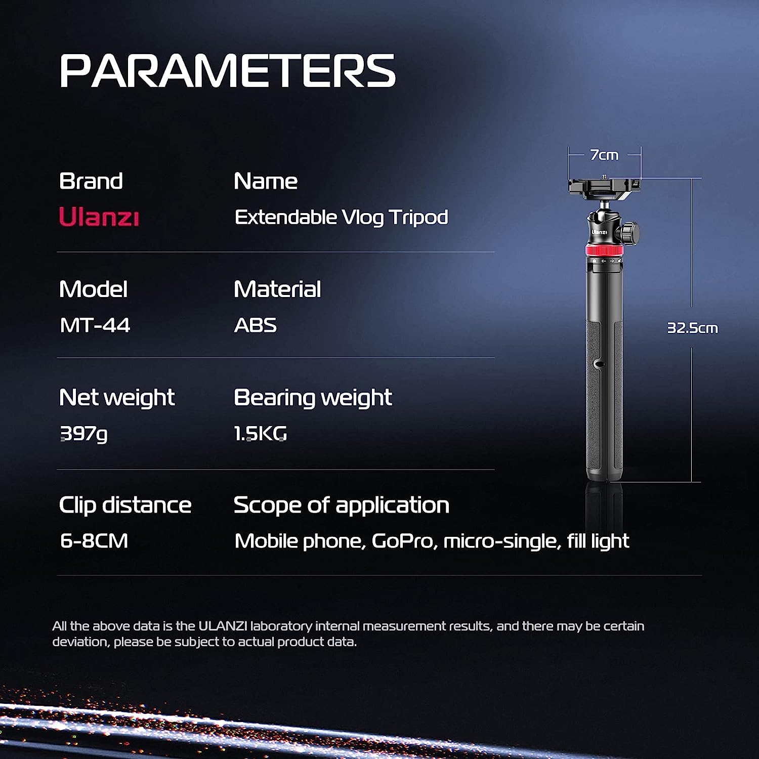 Ulanzi MT-44 Extendable Vlog Tripod With 360° Ball Head (Black). 