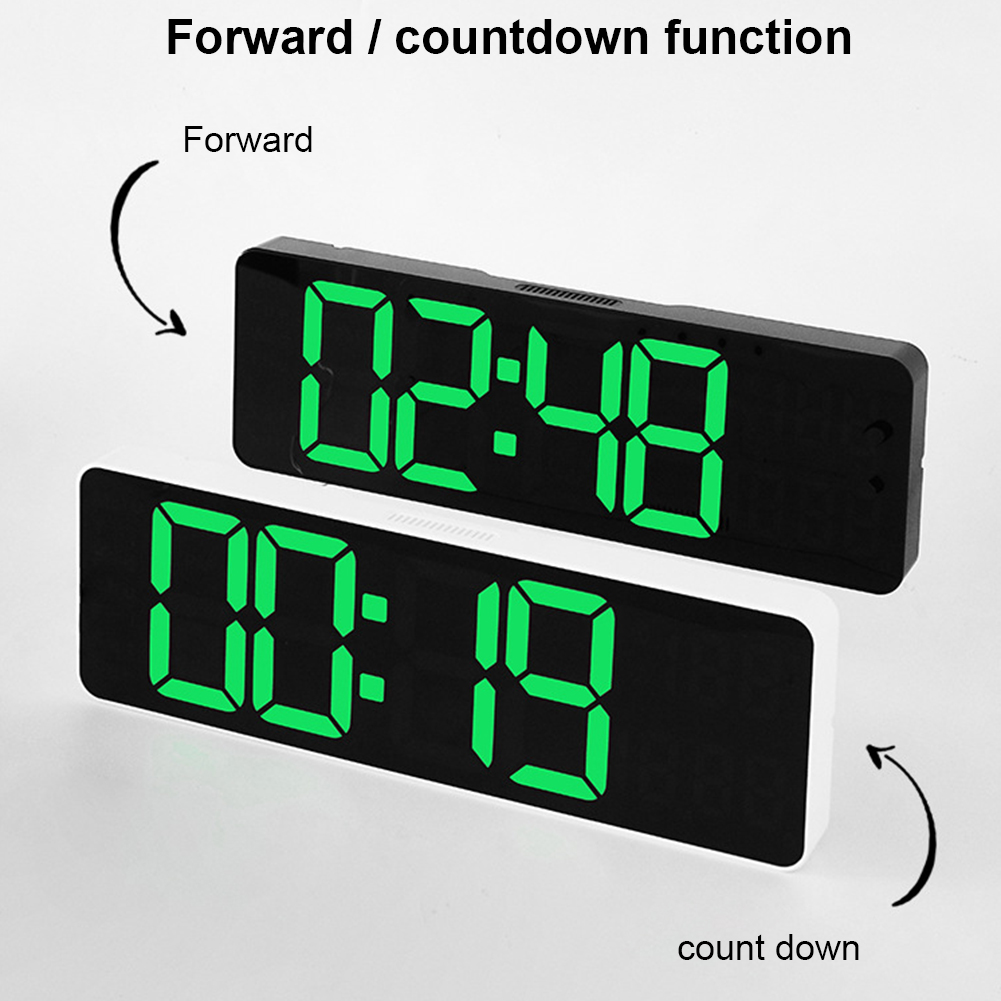 13-inch Led Digital Alarm Clock Time Date Temperature Week Display Wall-mounted Electronic Wall Clock. 