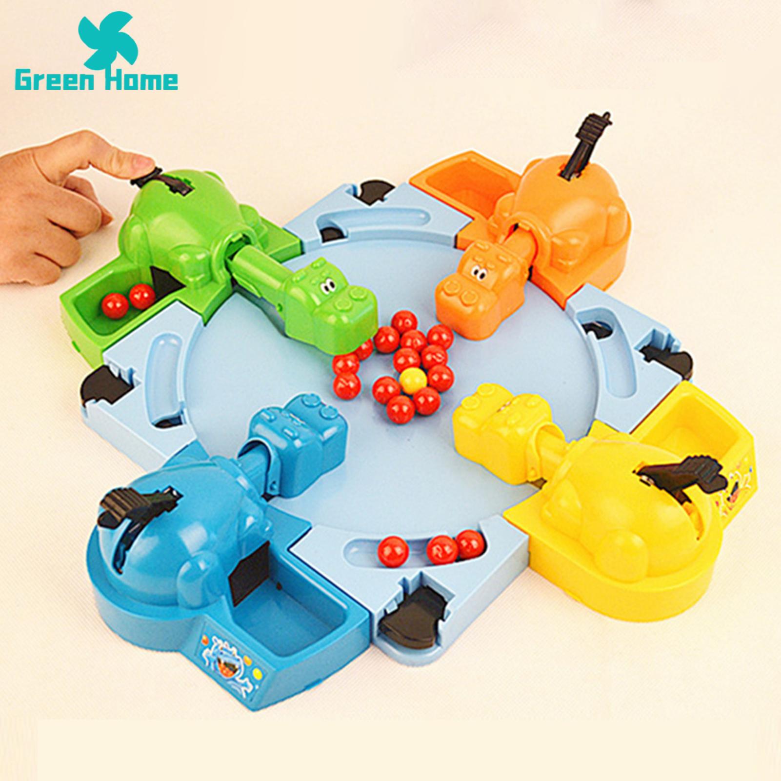Green Home Swallowing Hippo Toy Smooth Surface Hungry Hippo Food Grabbing Parent-child Board Game. 