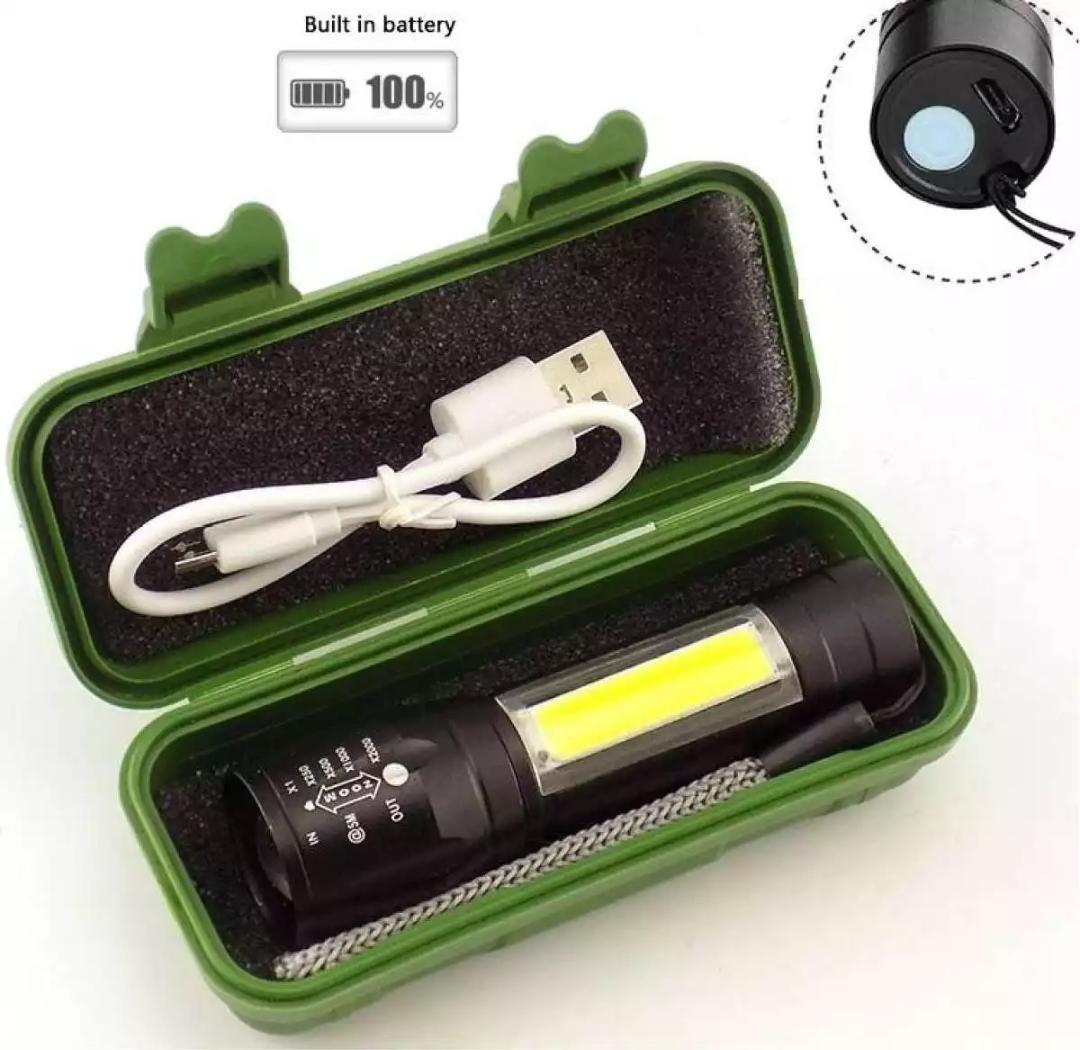 Flash light And Telescopic Zoom Torch Light xpe+cob light energy saving. 