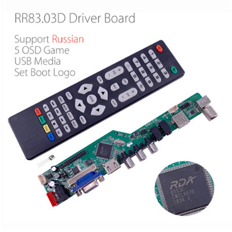 T.V53.03 Universal LCD TV Controller Driver Board V53 analog TV motherboard. 