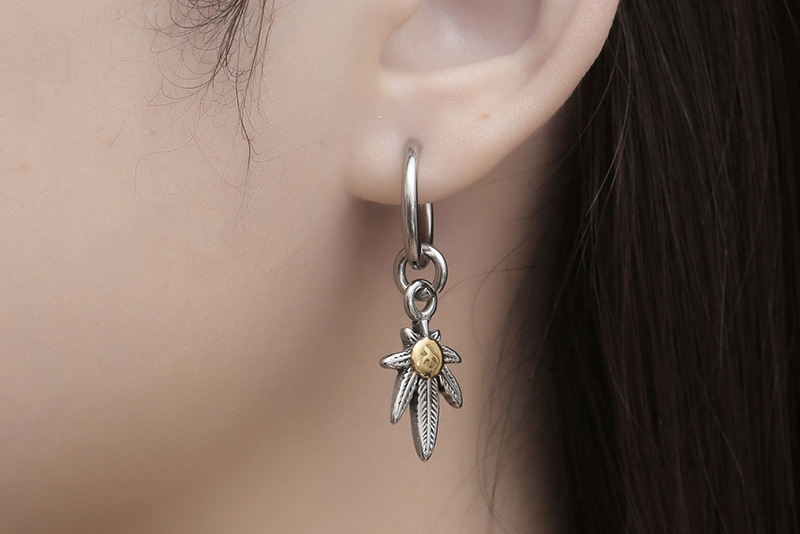 Korean version of premium flying eagle earrings, trendy men's earrings, stainless steel clip earrings, round wire earrings CF153-154
