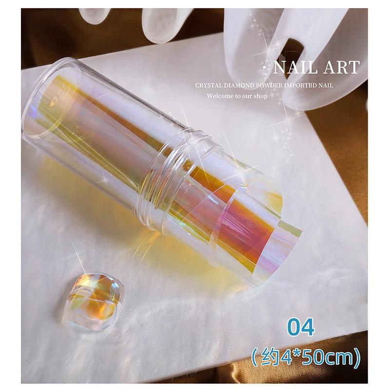 Nail Art Aurora Ice Cube Cellophane Glass Foil Film Sticker Colorful Transfer Laser Jewelry Paper Manicure Nail DIY Decoration