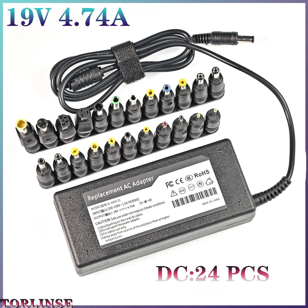 19V 4.74A 90W Universal Power Adapter Charger For Acer Asus Dell HP Lenovo Samsung Toshiba 18.5V 19.5V 20V AC Cord Included