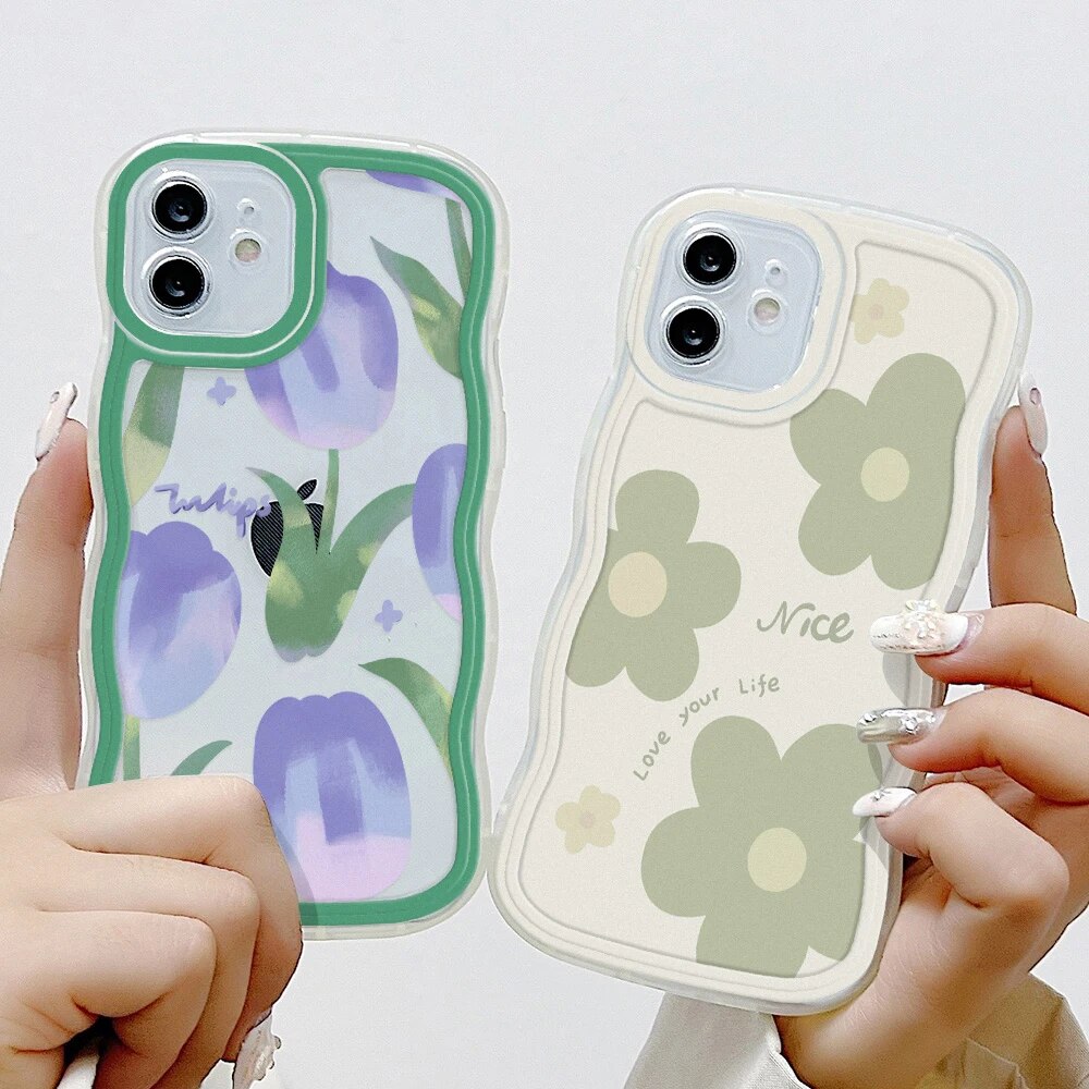 Love Heart Clear Curly Wave Bumper Case For Samsung A54 5G A53 A52 A51 A50 A34 A32 A31 A22 A21S A14 A13 A12 A02S A03 Soft Cover. 