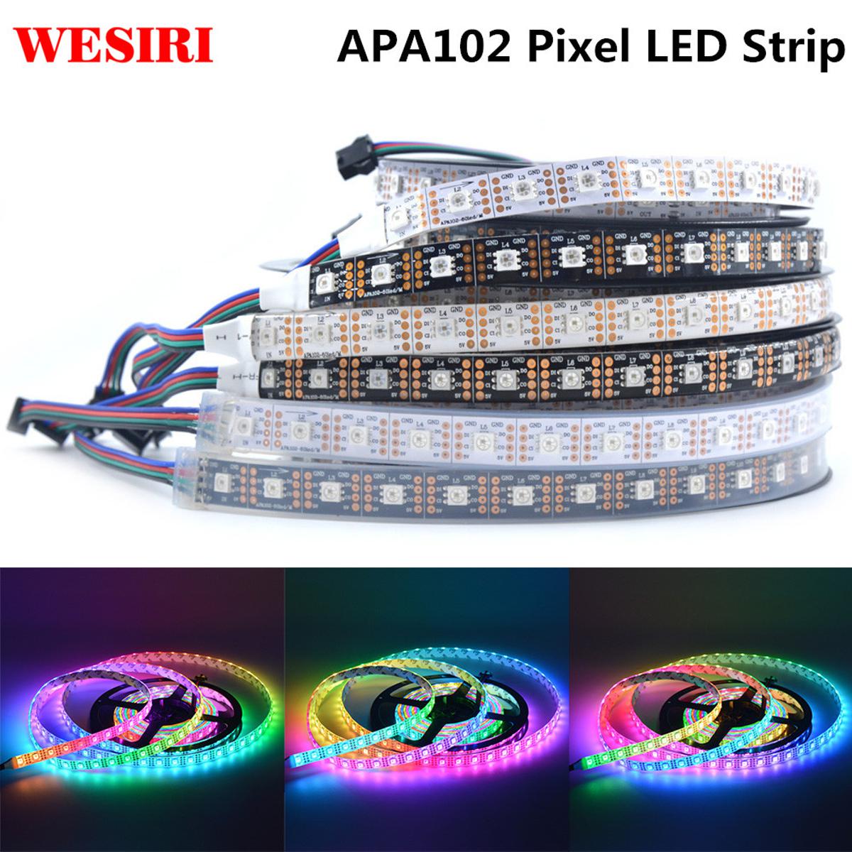 1m/5m APA102 SK9822 Smart LED Pixel Strip 30/60/72/96/144 LEDs/Pixels/m IP30/IP65/IP67 DC5V APA102C 5050 RGB LED Strip Light