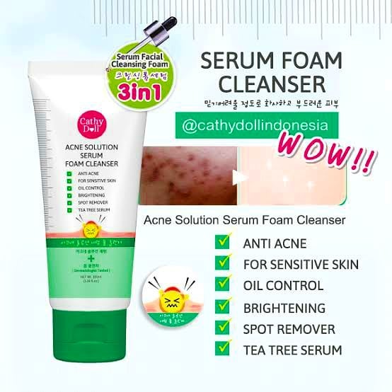Cathy Doll Acne Solution Serum Foam Cleanser - 100ml - Mituja