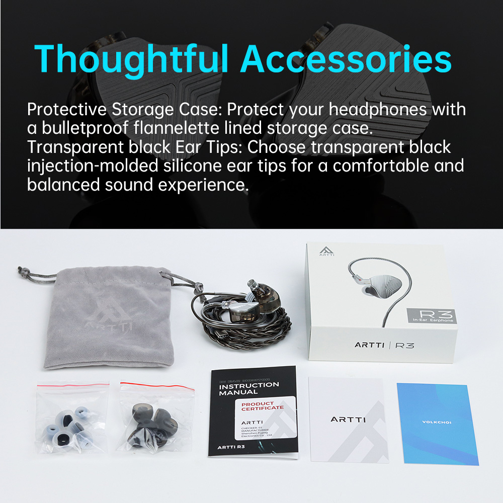 Newest ARTTI R3 In-ear Earphone 10mm Beryllium-plated Dynamic Driver Monitor HIFI Earphone,with 0.78 2pin/Type-c Connector Cable. 