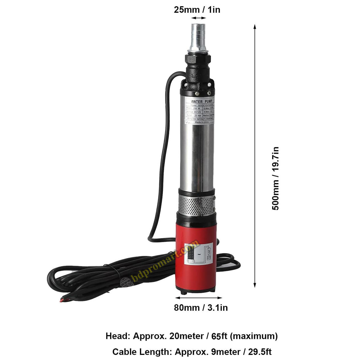 Solar Water Pump, Deep Well Submersible Pump Large High Lift Multi Stage Floating Rotation with Thickened Barrel - Borewell Compressor Pumps