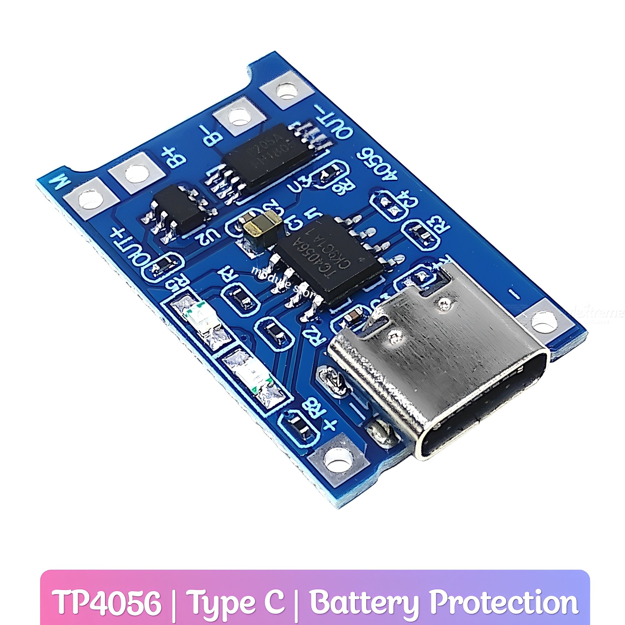5pcs TP4056 Type-C USB 5V 1A 18650 Lithium Battery Charger Module with Dual Protection Functions (Type C USB Input). 