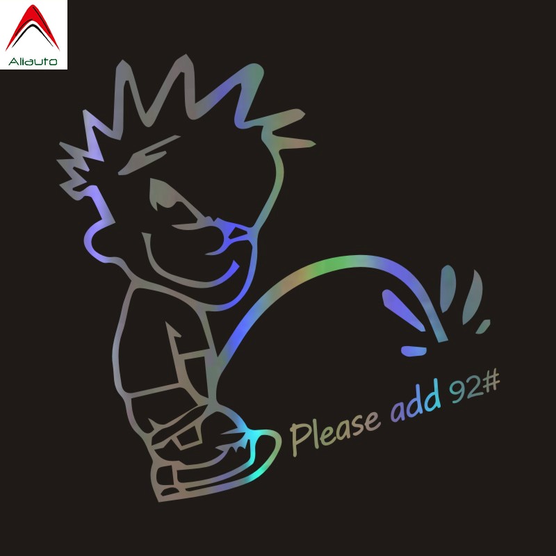 【DM bag factory Store】Aliauto Funny Car Cartoon Kids Pee Please 92 Automobiles Motorcycles Decoration Fuel Tank Decal,12cm*12cm. 