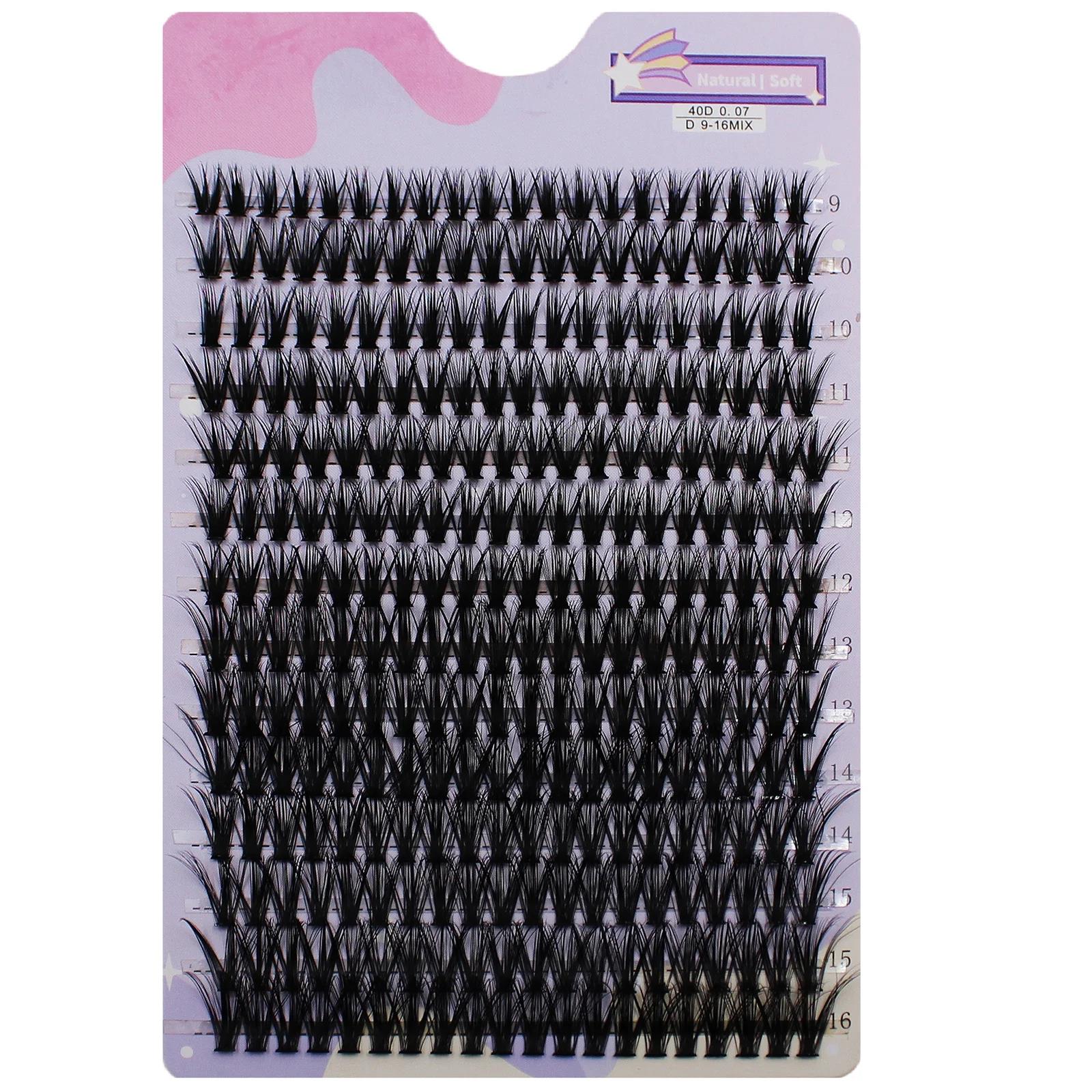 14 Rows 280 Clusters 40D Mix 9-16mm Cluster Lashes Extension Natural Thick Eyelash 3D Strip Individual Lashes. 
