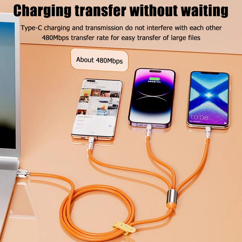 ZHIKE Charger for Android Type C Micro USB iOS 3 in 1 Connector Super Fast Charging cord with Adaptor 240W Data Cable Maximum Support 120Watts 6A and Adapter Silicone Zinc Alloy Charging Cable for iPhone IOS Xiaomi OPPO VIVO Huawei Samsung Galaxy. 