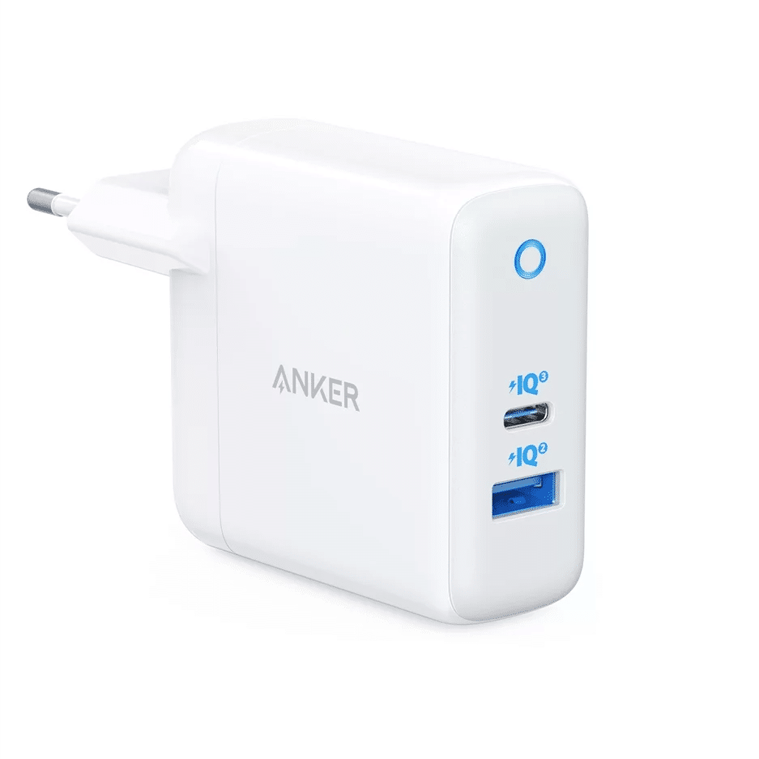 Anker PowerPort PD+2 35W (20W+15W) Dual-Port High Speed Wall Charger With Power Delivery & Power IQ 2.0 - EU Plug. 
