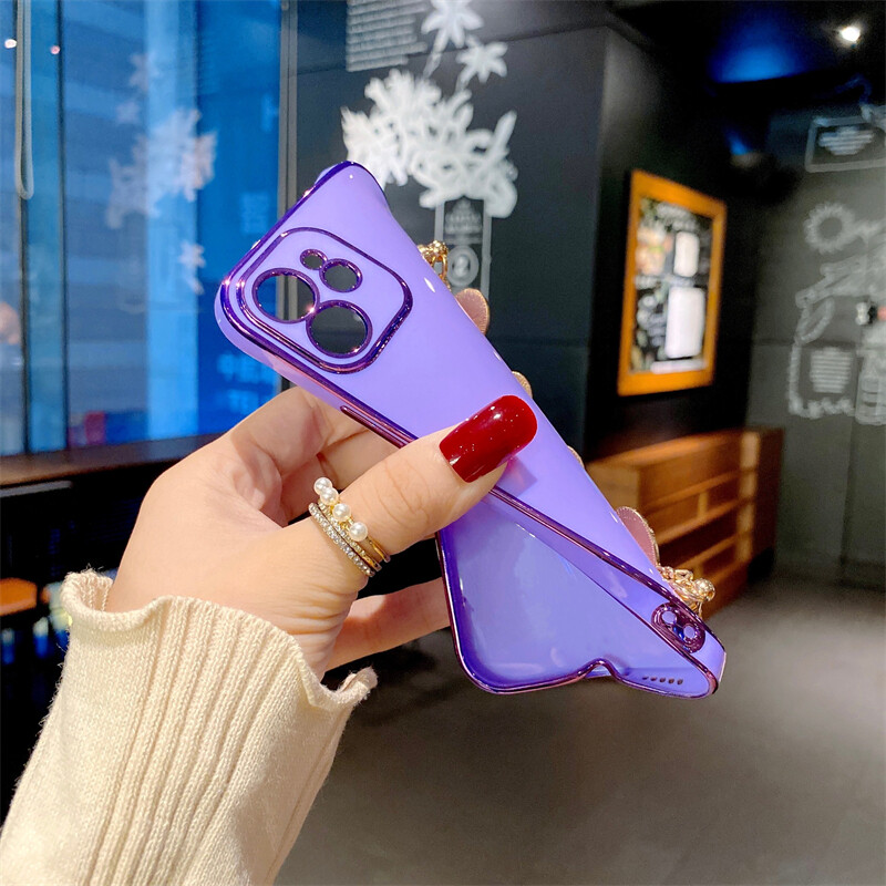 Phone case OPPO A92 Soft Case Transparent Plating Electroplating Shiny Cases + Love Bracelet For OPPO A92 Cover. 