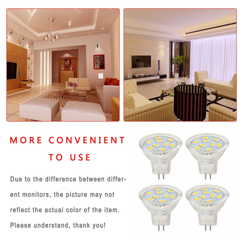 4Pcs Mr11 Led Bulb Warm White Spotlight Replace Halogen Light Low Consumption. 