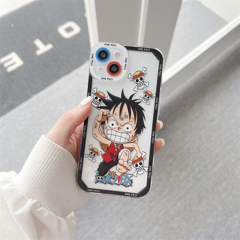 Cartoon Luffy Samsung s23 Phone Case Transparent All-Inclusive Applicable s22ultra Soft Shell A54 Lens Protective Sleeve. 