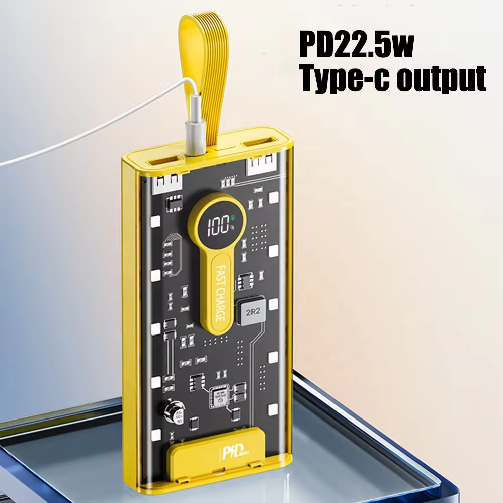 Transparent power bank  10000mah/20000mah mini fast charge transparent powerbank 22.5W Outpus OTP Protection. 
