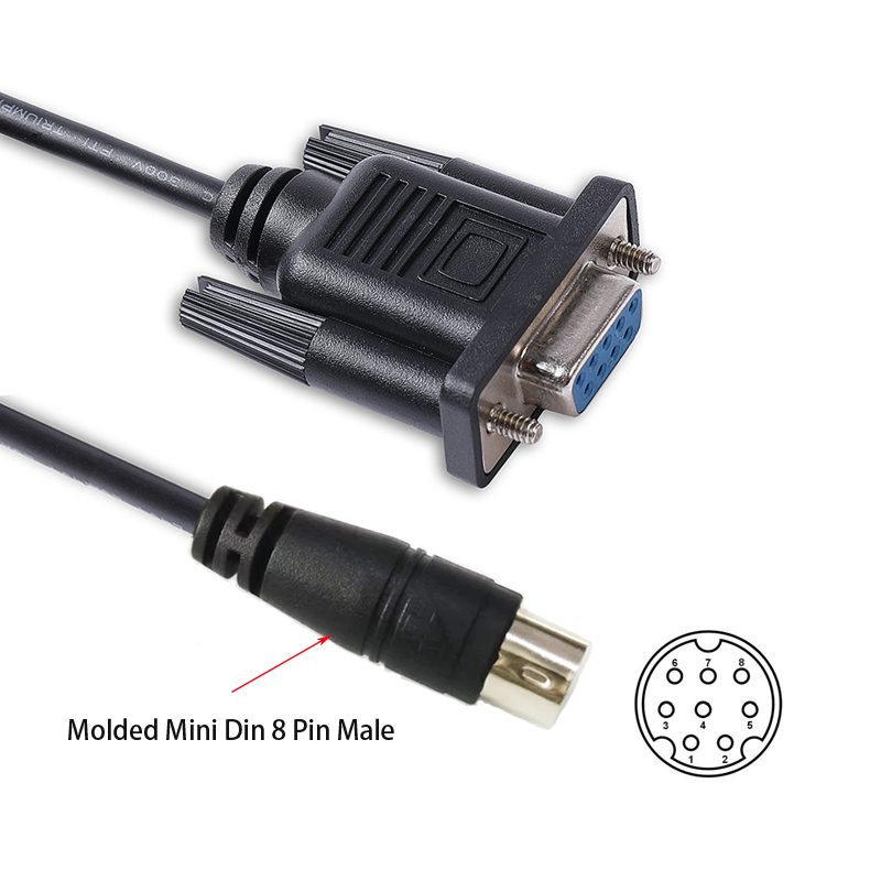 Allen Bradley PLC Programming Cable DB9 Female to Mini Din 8P RS232 Serial Cable 1761-CBL-PM02