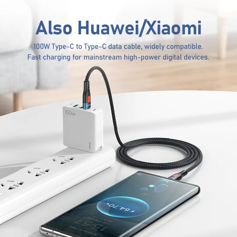 Remax RC-187 1M USB C Type C To Type C Micro Wire For xiaomi Huawei 15 14 PD 100W Charging 5A 100W Fast Charging Cable Cord. 