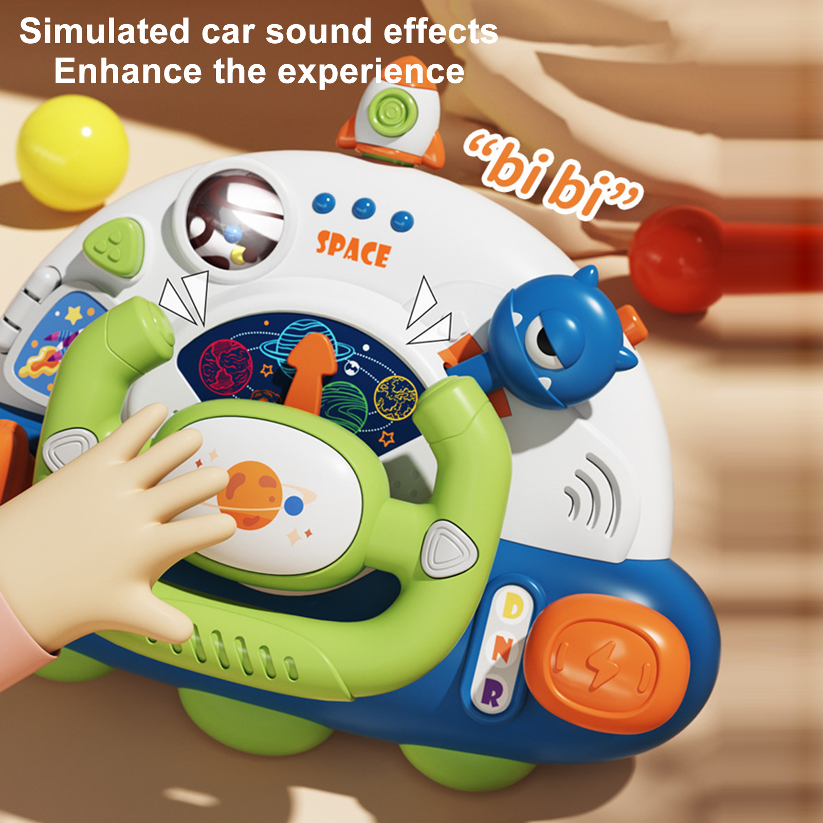 Interactive Steering Wheel Toy Interactive Kids Spaceship Steering Wheel Toy with Music Lights Educational Pretend Driving Toy for Boys Girls Fun Rocket Swing Simulation Wheel Perfect for Toddlers. 
