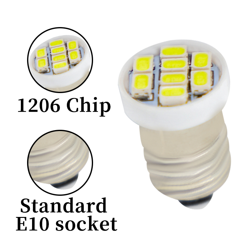 10pcs E10 led bulb E10 DC AC 6V Instrument bulb relaxE10 Indicator bulb Old fashioned flashlight bulb. 