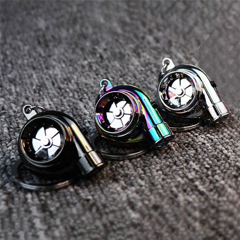 Car Turbo Spinner Keychain with Real Sound and LED Light Mini Turbocharger Key Chain for Car Keys Accessories ,B. 