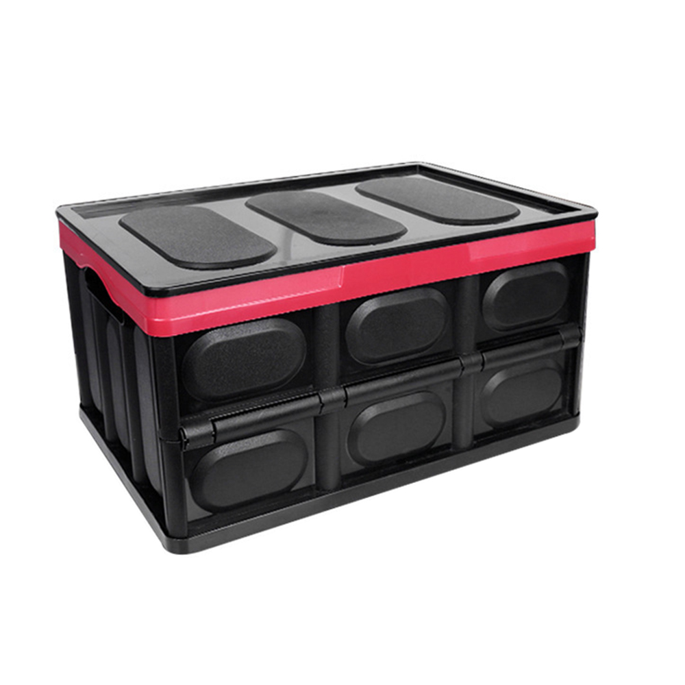 Collapsible Car Trunk Organizer Container Foldable for SUV Truck Durable Plastic Grocery Storage Box with Lid Perfect for Sedan, Auto