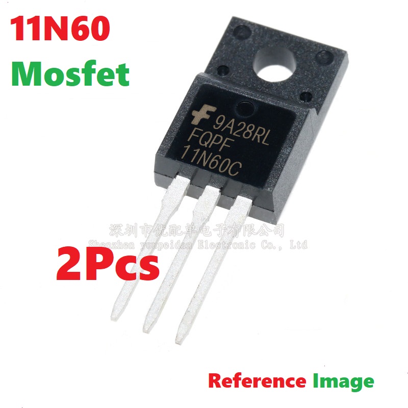 2Pcs- FQPF11N60C FQPF11N60 11N60 1160 600V 11A MOSFET IC TO-220 Package FQPF 11N60 MOS Field Effect Transistor Electrical Circuitry & Parts. 