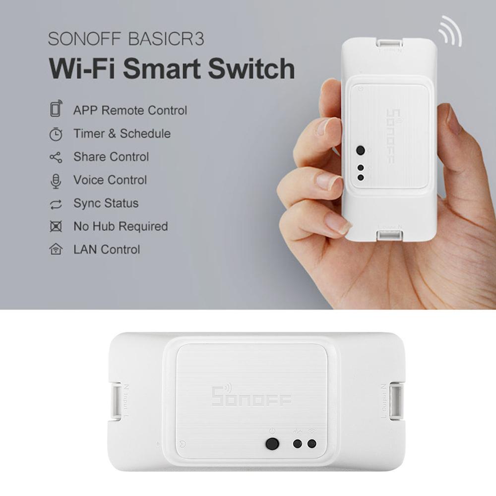 SONOFF BASICR3 Intelligent Wi-Fi Voice Control Switch Support Timing Switch Compatible with Goo-gle Nest Home & Amazon-Ale-xa Voice Control APP eWelink. 