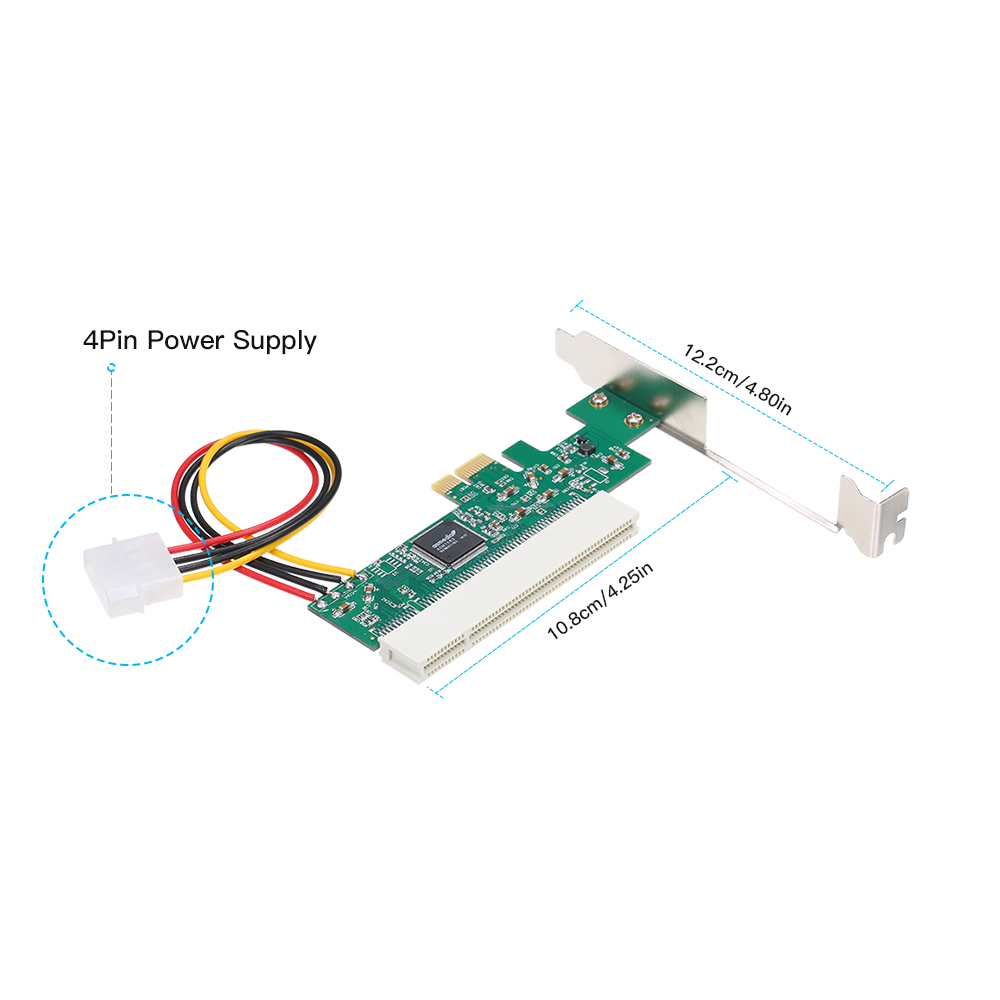 HXSJ PCI Express to PCI Adapter Card PCI-E to PCI Converter with 4Pin Power Supply. 