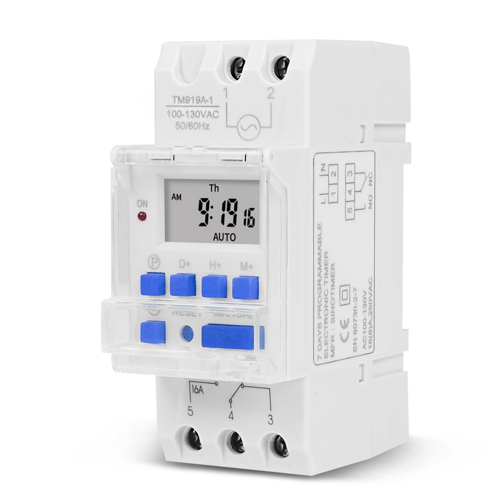Din Rail Mount Digital Timer Switch Electronic Weekly 7 Days Programmable Time Controller  16A TM919A Timing Switch Relay. 