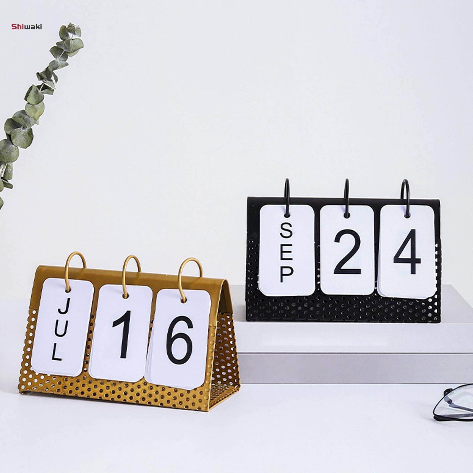 Creative Desktop Calendar Standing Iron Frame Tabletop Office Home Page Turning Decorative Simple. 
