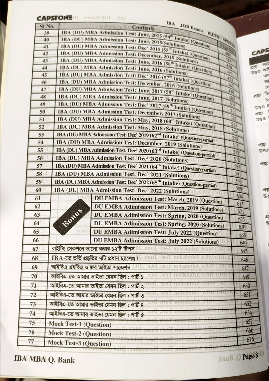 CAPSTONE IBA MBA Questions Bank (3rd Edition, January-2024). 