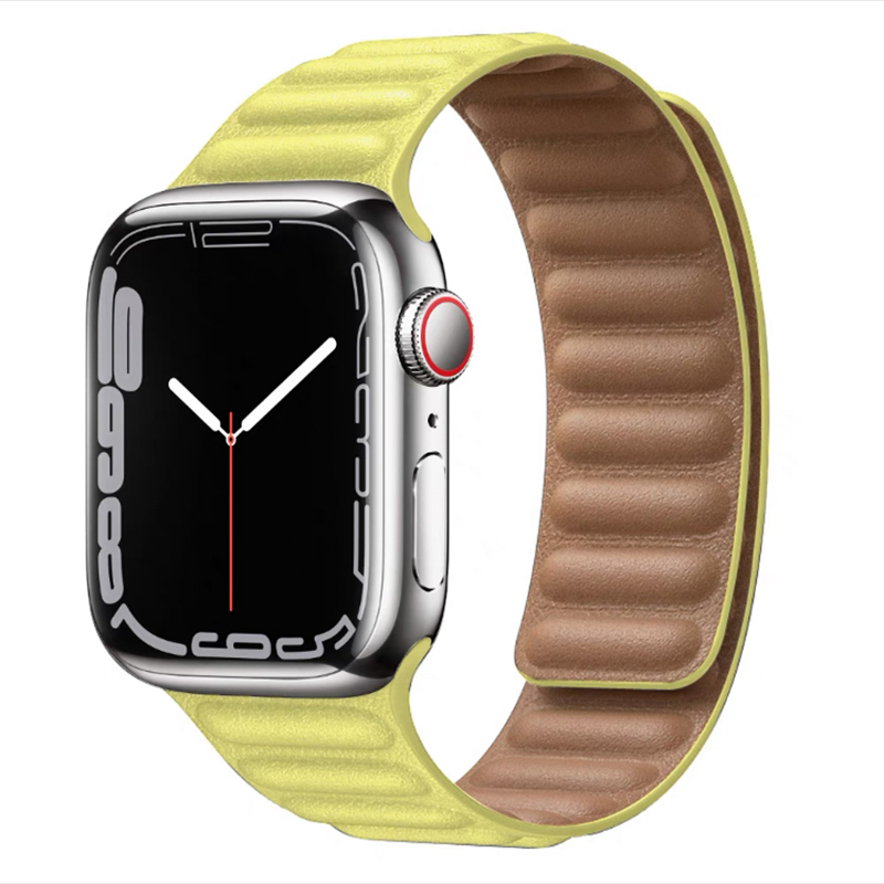 Magnetic Link Leather Strap For Apple Watch Band Ultra 49mm 45mm 40mm 41mm 42mm 44mm Sport Loop Bracelet IWatch 9 8 7 6 5 SE 4 3. 