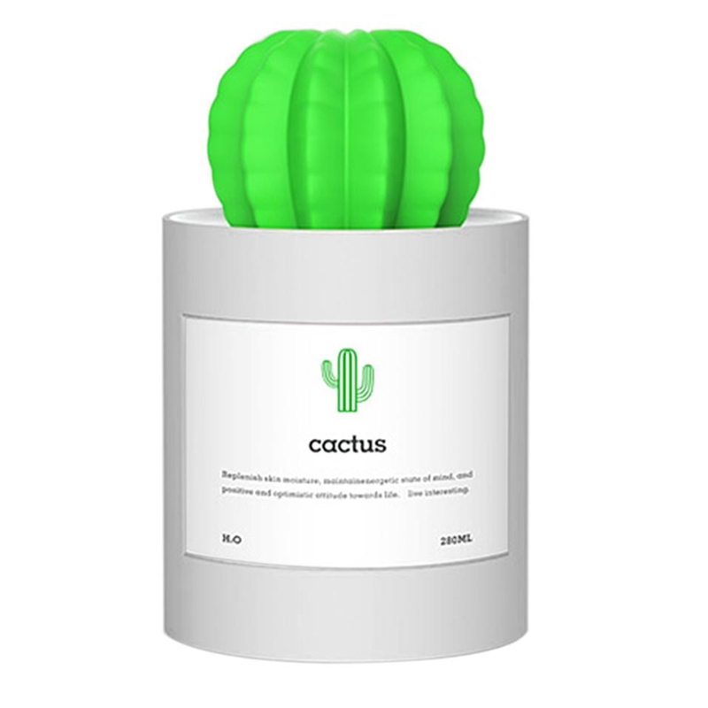 USB Air Humidifier Cactus Timing Aromatherapy Diffuser 280Ml ,White