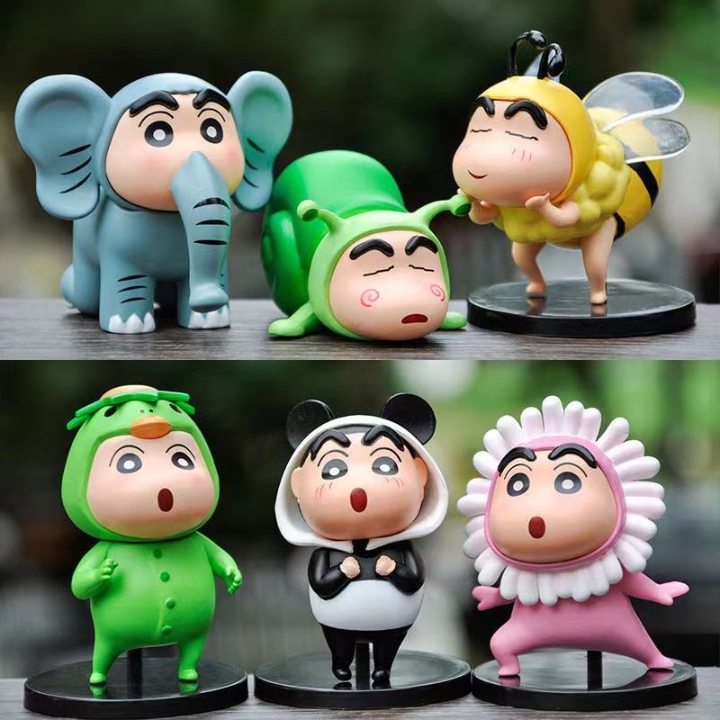 4 crayon toys, shellless capsule toy machine dolls, splicing models, cartoon animation, peripheral car ornaments. 