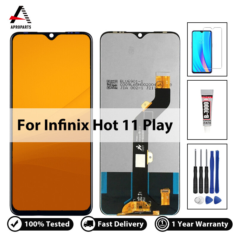 6.82" For Infinix Hot 11 Play LCD Display Touch Screen Digitizer Assembly Repair Replacement Parts With Free Tools 100% Tested. 