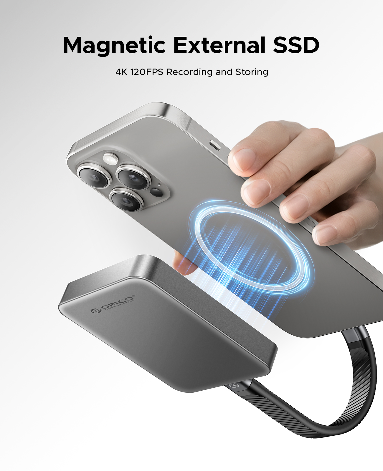 ORICO Magnetic External PSSD 512GB 2050 MB/s for iPhone. 